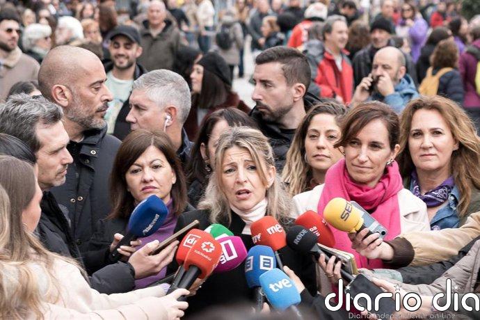 Yolanda Díaz pide a "todo el movimiento feminista" dar "un paso adelante": "Está en nuestras manos detener la guerra"
