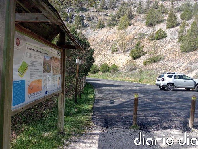 Abierto al tráfico el camino de acceso a Monumento Natural de La Fuentona de Soria tras finalizar la pavimentación