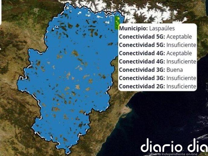 Aragón lanza un mapa que muestra la cobertura móvil real municipio a municipio
