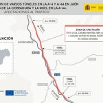 Cambios de tráfico desde este lunes por las obras de modernización de dos túneles de la A-44, a su paso por Jaén