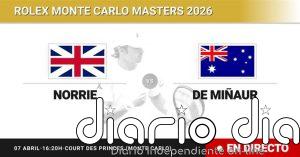 Cameron Norrie - Alex de Minaur, en directo hoy: sigue el partido de Rolex Monte Carlo Masters