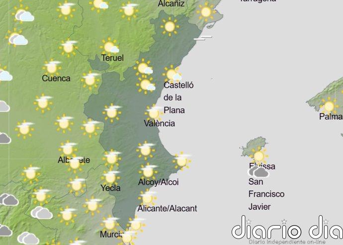 El tiempo este martes en la Comunitat Valenciana: cielos poco nubosos, viento flojo variable y temperaturas sin cambios