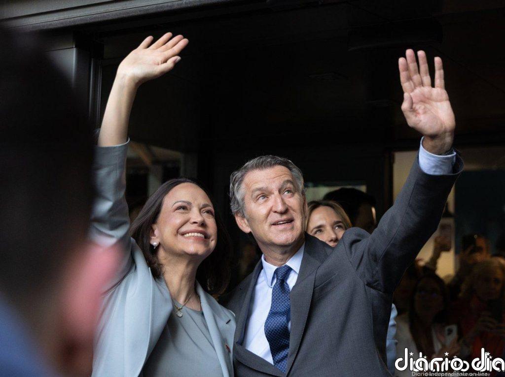 Feijóo respalda a Corina Machado: "El sitio de España es con la libertad y no con la dictadura escondida en Barajas"