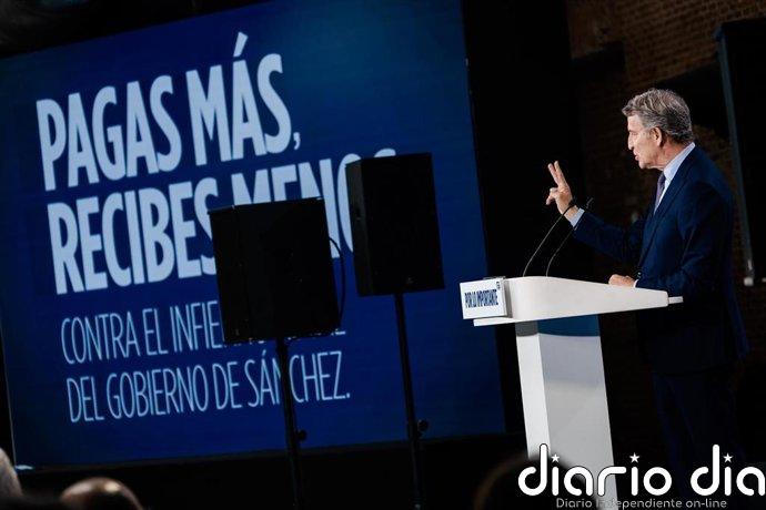 Feijóo se compromete a bajar el IRPF desde el primer año y critica el nuevo "atraco" a los autónomos