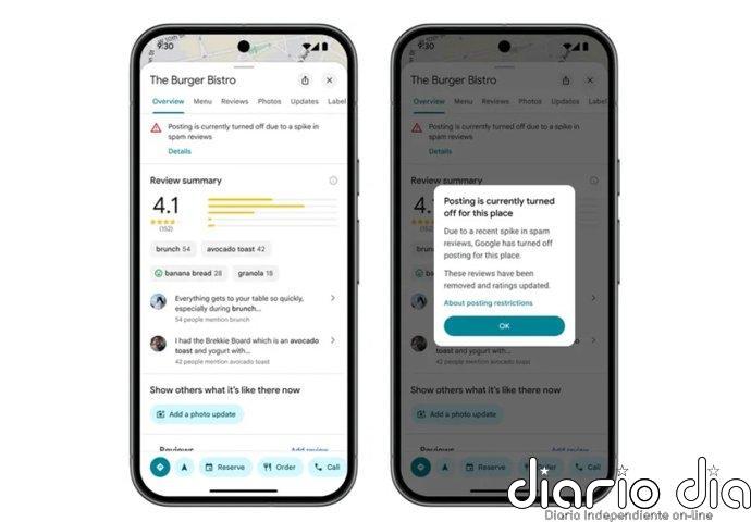 Google Maps agrega herramientas para detener reseñas falsas, fraudes y manipulaciones en los perfiles empresariales