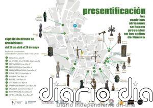 Huesca convierte sus escaparates en un museo urbano con la exposición urbana de arte africano 'Presentificación'