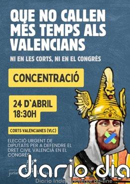 Juristes se concentra ante Les Corts este viernes, víspera del 25A, contra la "inacción" para recuperar el derecho civil