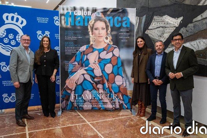 La Diputación de Huelva acoge la presentación de ‘Colón Flamenca 2026’, una publicación de moda flamenca