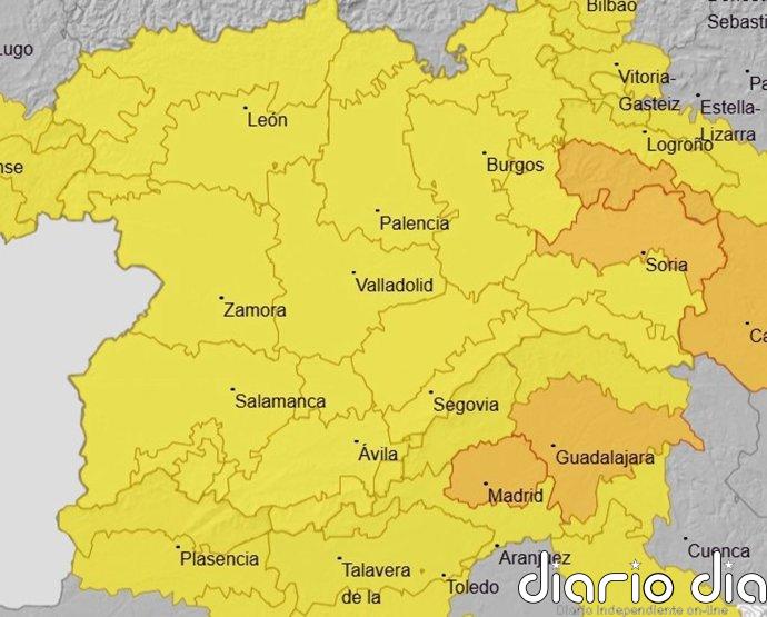 Ocho provincias de CyL estarán este miércoles en aviso amarillo y Soria naranja por lluvias y tormentas