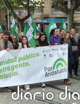 Por Andalucía critica que García sea la cabeza de lista del PP: "Una de las culpables del escándalo" del cribado Por Andalucía participa en la manifestación de Mareas Blancas en Jaén