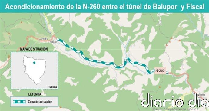 Redactan la reforma de la N-260 entre Fiscal (Huesca) y los túneles de Balupor: incluye dos nuevos puentes y un túnel