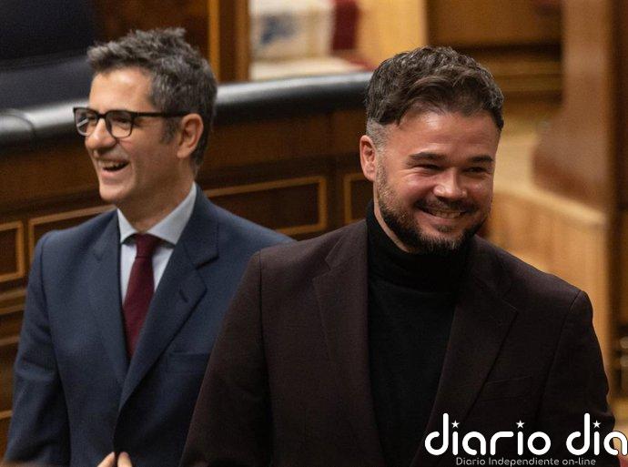 Rufián reprocha a Bolaños que se queje ahora del juez Peinado tras haberse "repartido" el Poder Judicial con el PP