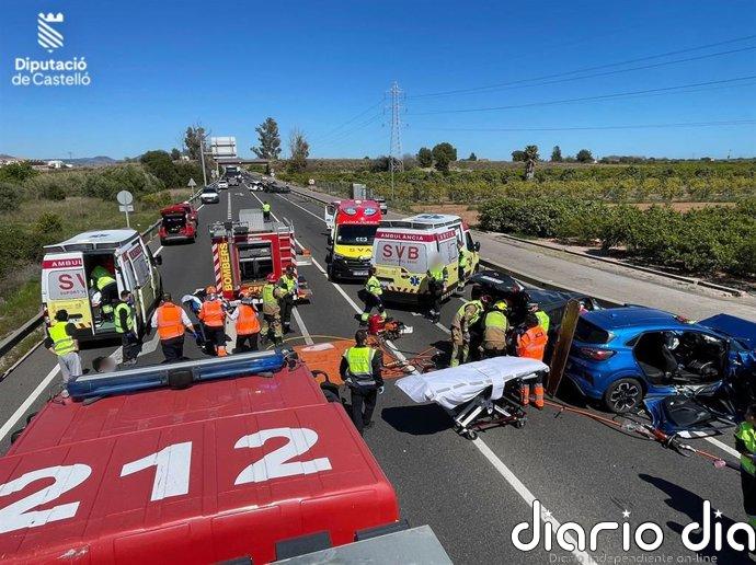 Siete heridos en un accidente entre tres vehículos la N-340 en Vila-real
