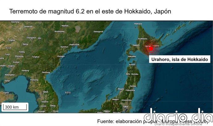Un terremoto de magnitud 6,2 sacude la isla japonesa de Hokkaido, aunque sin riesgo de tsunami