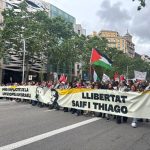 270 personas marchan en Barcelona en apoyo a los activistas de la Flotilla, según el Ayuntamiento