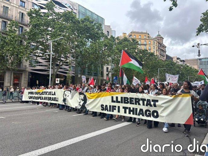 270 personas marchan en Barcelona en apoyo a los activistas de la Flotilla, según el Ayuntamiento