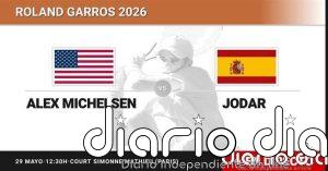 Alex Michelsen - Rafael Jodar, en directo hoy: sigue el partido de Roland Garros ATP