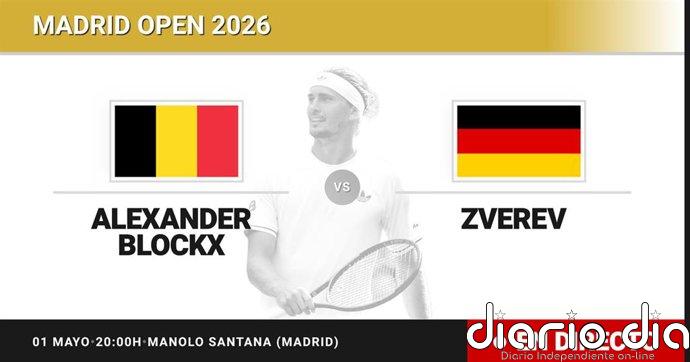 Alexander Blockx - Alexander Zverev, en directo hoy: sigue el partido de Madrid Open
