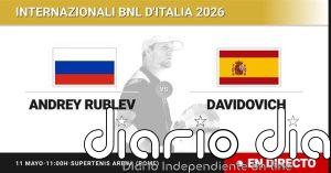 Andrey Rublev - Alejandro Davidovich Fokina, en directo hoy: sigue el partido de Internazionali BNL d'Italia