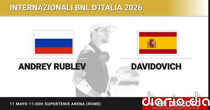 Andrey Rublev - Alejandro Davidovich Fokina, en directo hoy: sigue el partido de Internazionali BNL d'Italia