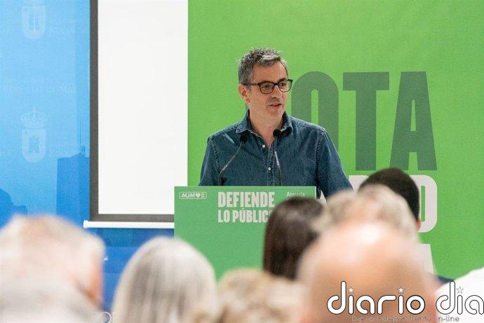 Bolaños llama a movilizar el "voto progresista" el 17M: "Si tienes que trabajar para vivir, vota al PSOE"