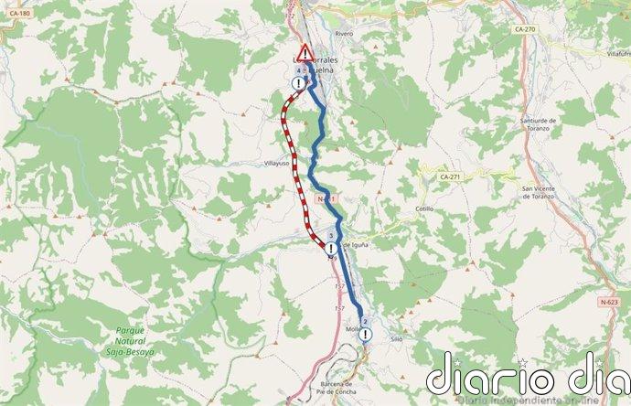 Cortada la A-67 a la altura de Los Corrales de Buelna a causa de la granizada