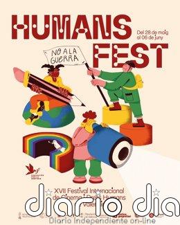 El cartel del XVII Humans Fest, de PdPiera y Febra Estudi, llama a defender los derechos de la infancia