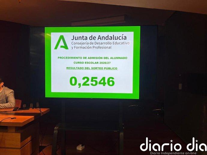 El número 0,2546 resolverá los casos de empate para la escolarización 2026/27 en Andalucía