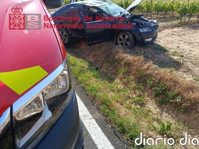 Herida tras sufrir una salida de vía en Olite
