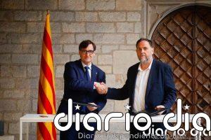 Illa y Junqueras firman el acuerdo de Presupuestos en el Palau de la Generalitat