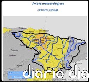 La CHE advierte de posibles "crecidas súbitas" en barrancos y cauces menores en buena parte de la Cuenca del Ebro
