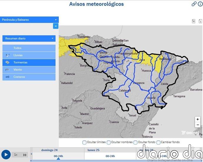 La CHE alerta de posibles crecidas en cauces menores y barrancos en el Alto Ebro