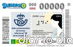 La ONCE dedica un cupón al sello de Correos que celebra la reforma del artículo 49 de la Constitución sobre discapacidad
