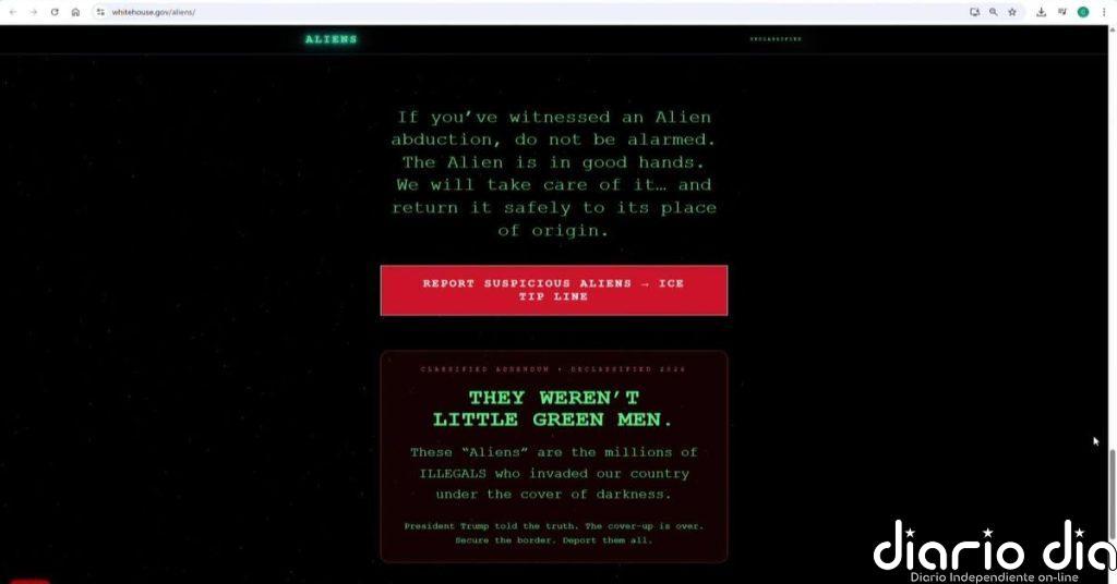 La página web de la Casa Blanca compara migrantes con extraterrestres y celebra las "abducciones" del ICE