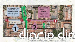 La reforma integral de Pedro Cerbuna inicia este lunes su segunda fase entre Domingo Miral y la plaza de San Francisco