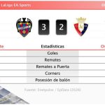 Levante 3 - 2 Osasuna | Resumen, goles y resultado del partido de hoy