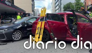 Ocho personas heridas en un aparatoso accidente en calle Alcalá entre un VTC, un turismo y un coche patrulla