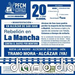PFCM llama a una "rebelión en La Mancha" el 20 de junio contra el baipás por Montoro y a favor del tramo Mora-Alcázar