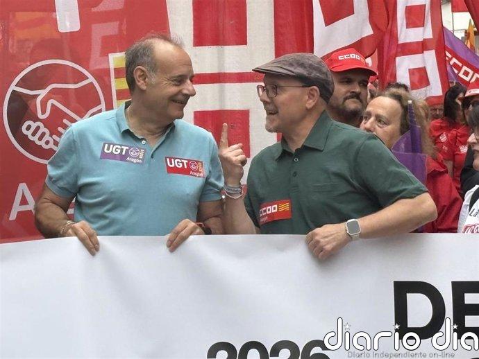 Pina (CCOO) y Arcéiz (UGT) emplazan al Gobierno de Aragón a continuar el diálogo social