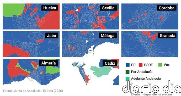 ¿Qué ha votado tu vecino? Consulta el mapa de resultados de las elecciones andaluzas del 17M calle a calle