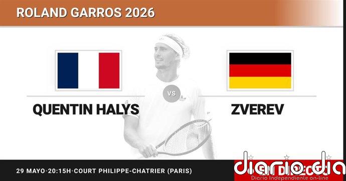Quentin Halys - Alexander Zverev, en directo hoy: sigue el partido de Roland Garros ATP