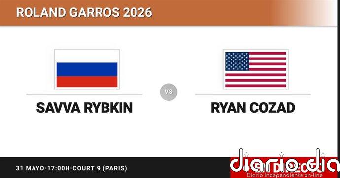 Savva Rybkin - Ryan Cozad, en directo hoy: sigue el partido de Roland Garros Juniors, Boys