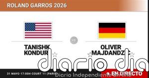 Tanishk Konduri - Oliver Majdandzic, en directo hoy: sigue el partido de Roland Garros Juniors, Boys