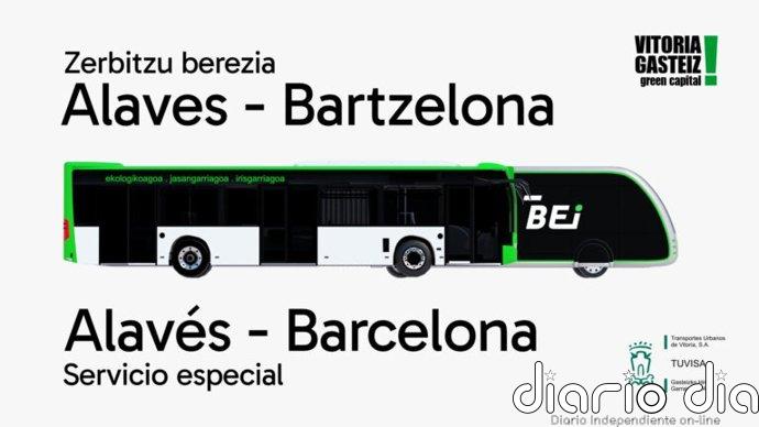 Tuvisa refuerza su servicio de autobuses para el partido entre el Deportivo Alavés y el F.C Barcelona