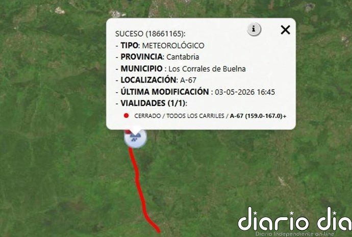 Un accidente múltiple implica a 16 vehículos en la A-67 tras una granizada "repentina"