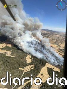 Activado el Plan Especial de Protección Civil por un incendio forestal en Leciñena (Zaragoza)