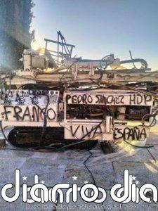 Aparece vandalizada la maquinaria de obra que inicia el proyecto de resignificación del Valle de Cuelgamuros