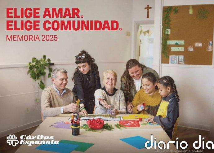 Cáritas atendió en 2025 a más de un millón de personas en España, el 57% migrantes y el 56% con ayuda alimentaria