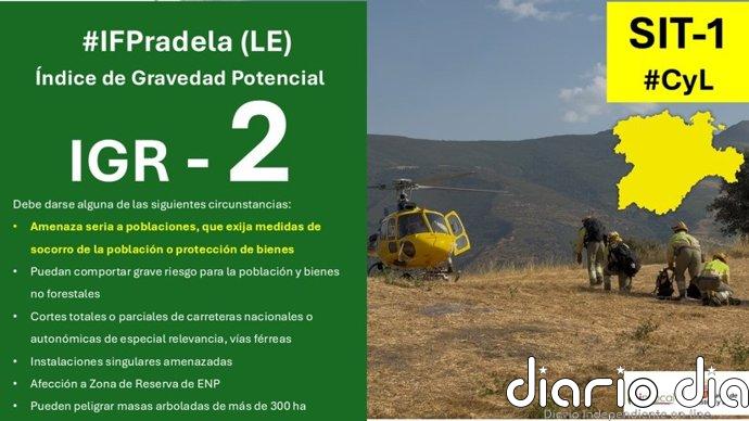 Confinados diez vecinos del municipio de Cela (León) por un incendio nivel 2