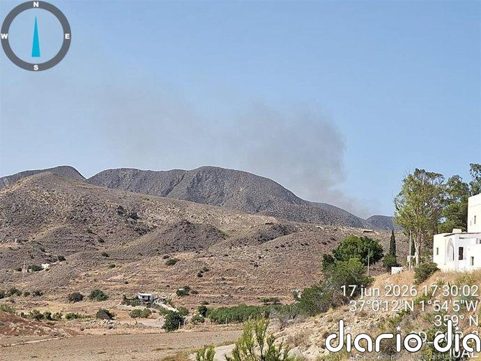 Declarado un incendio forestal en el paraje El Sopalmo, en Mojácar (Almería)